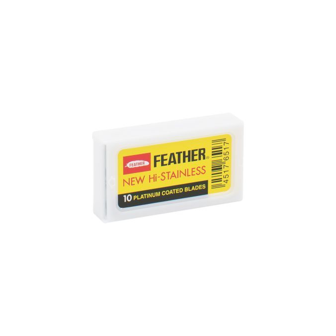 FEATHER Hi-Stainless Platinum Coated Double Edge Mesjes 10pcs
