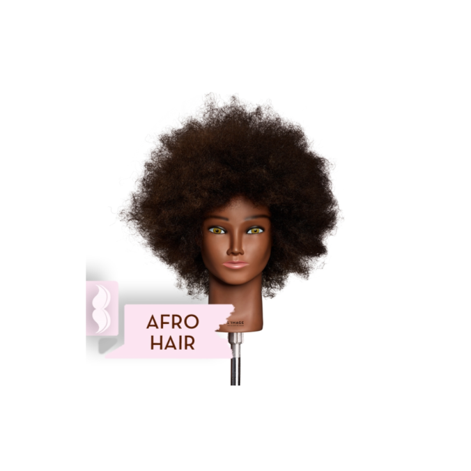 L'IMAGE Oefenhoofd Marsha Medium Brown 20cm Afro