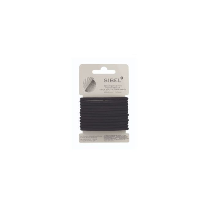 SIBEL Elastische Haarbandjes Zwart Dik 12st