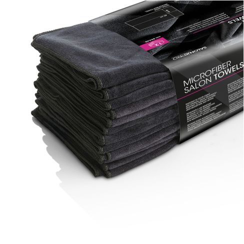 Zwarte Microvezel Salonhanddoek 12st
