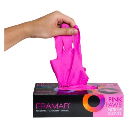 FRAMAR Nitril Handschoenen Poedervrij Pink Paws Small 100pcs